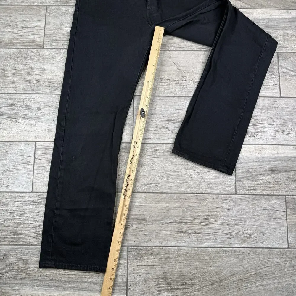 Levi's 501 Straight Jeans Button Fly Red Tab Big E Premium Black W30 L30